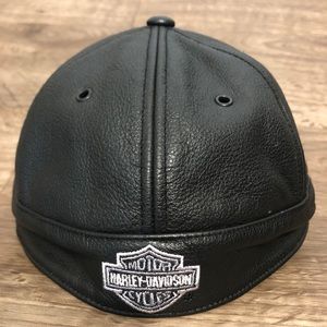 ~Harley-Davidson~ Leather Motorcycle Skull Cap